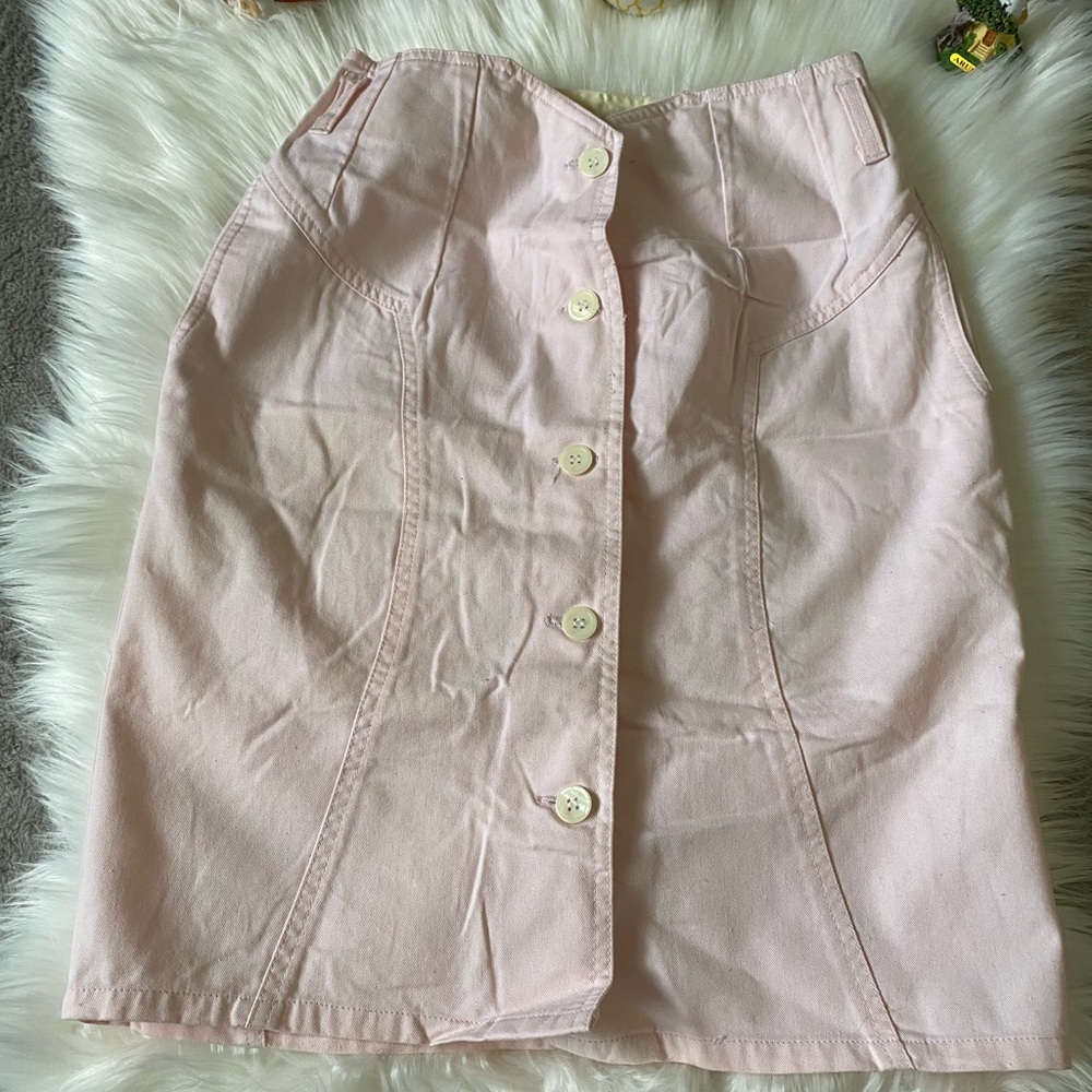 🌺 Jean jer Vintage button down skirt